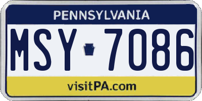 PA license plate MSY7086