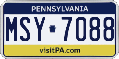 PA license plate MSY7088