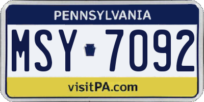PA license plate MSY7092