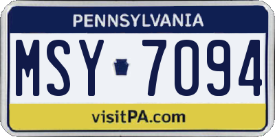 PA license plate MSY7094