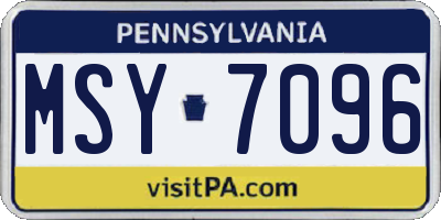 PA license plate MSY7096