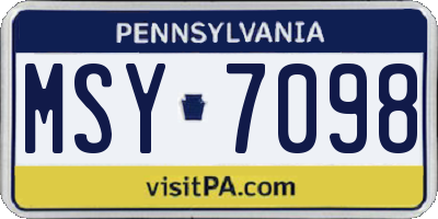 PA license plate MSY7098