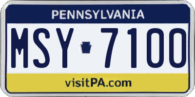 PA license plate MSY7100