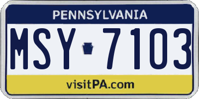 PA license plate MSY7103
