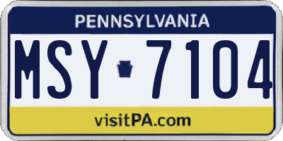 PA license plate MSY7104