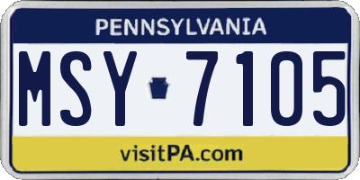 PA license plate MSY7105
