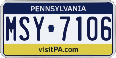 PA license plate MSY7106