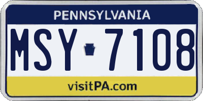 PA license plate MSY7108