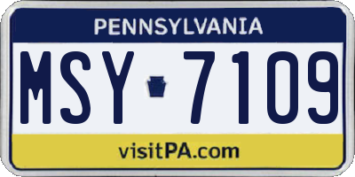 PA license plate MSY7109