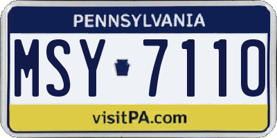 PA license plate MSY7110
