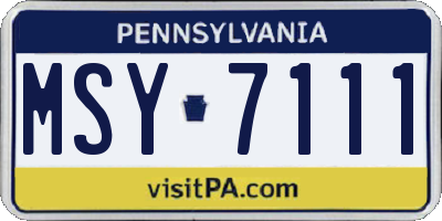 PA license plate MSY7111