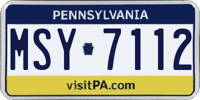 PA license plate MSY7112