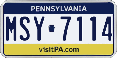 PA license plate MSY7114