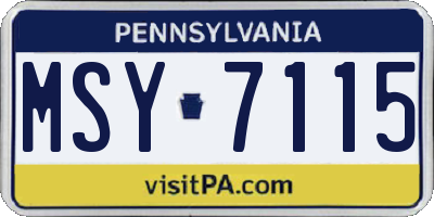 PA license plate MSY7115