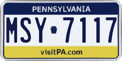 PA license plate MSY7117