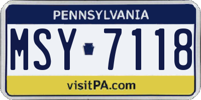 PA license plate MSY7118