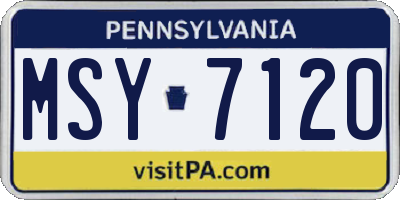 PA license plate MSY7120