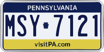 PA license plate MSY7121