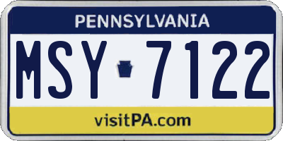 PA license plate MSY7122
