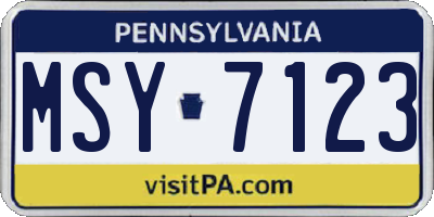 PA license plate MSY7123