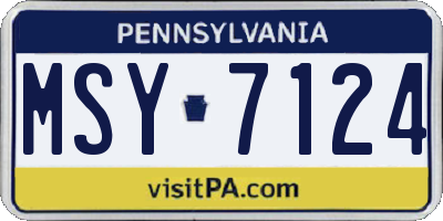 PA license plate MSY7124