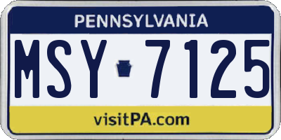 PA license plate MSY7125