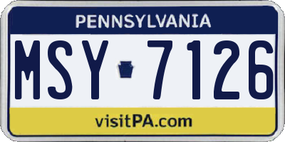 PA license plate MSY7126