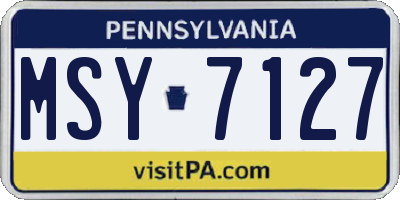 PA license plate MSY7127