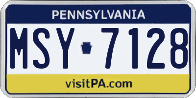 PA license plate MSY7128