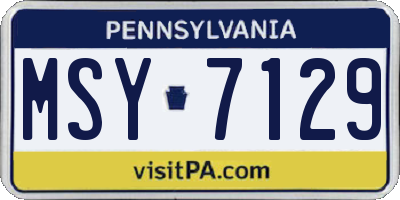 PA license plate MSY7129