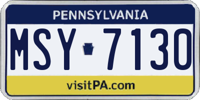 PA license plate MSY7130