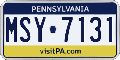 PA license plate MSY7131