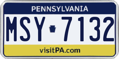 PA license plate MSY7132