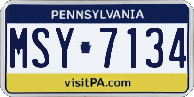 PA license plate MSY7134