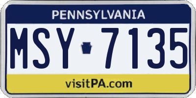 PA license plate MSY7135