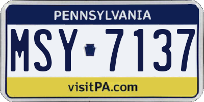 PA license plate MSY7137