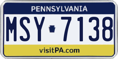 PA license plate MSY7138