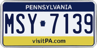 PA license plate MSY7139