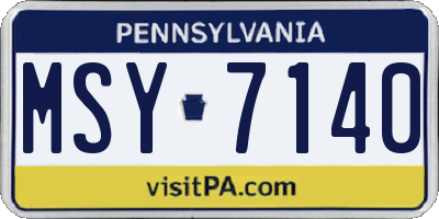 PA license plate MSY7140