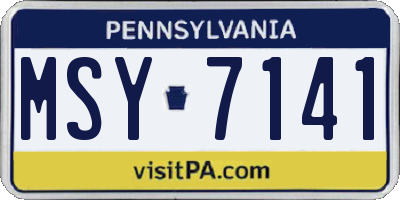 PA license plate MSY7141
