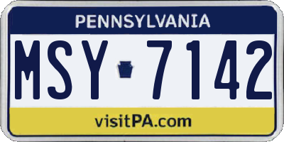 PA license plate MSY7142