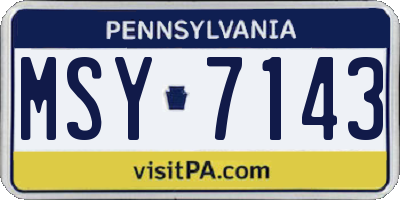 PA license plate MSY7143