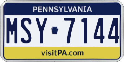 PA license plate MSY7144