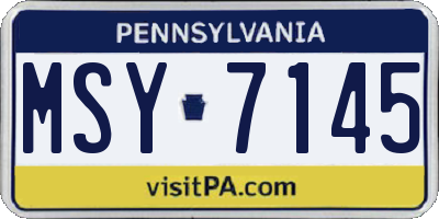 PA license plate MSY7145