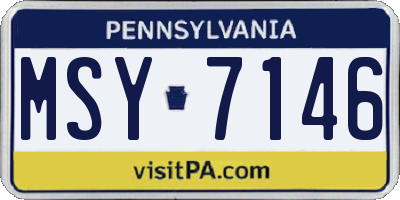 PA license plate MSY7146