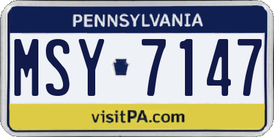PA license plate MSY7147