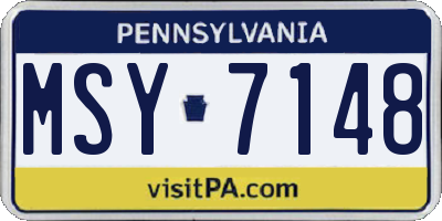 PA license plate MSY7148