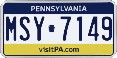 PA license plate MSY7149