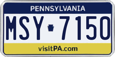 PA license plate MSY7150