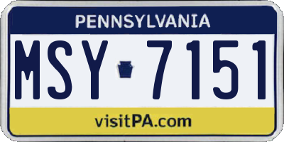 PA license plate MSY7151